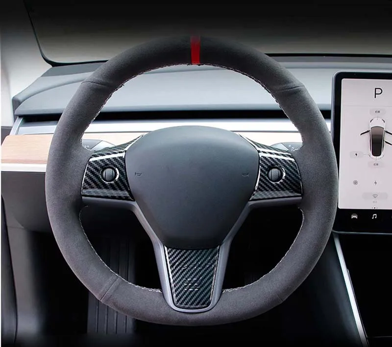 Интерьерные аксессуары для Tesla модель 3 model3 крышка на кнопку рулевого колеса декоративная наклейка на рамку