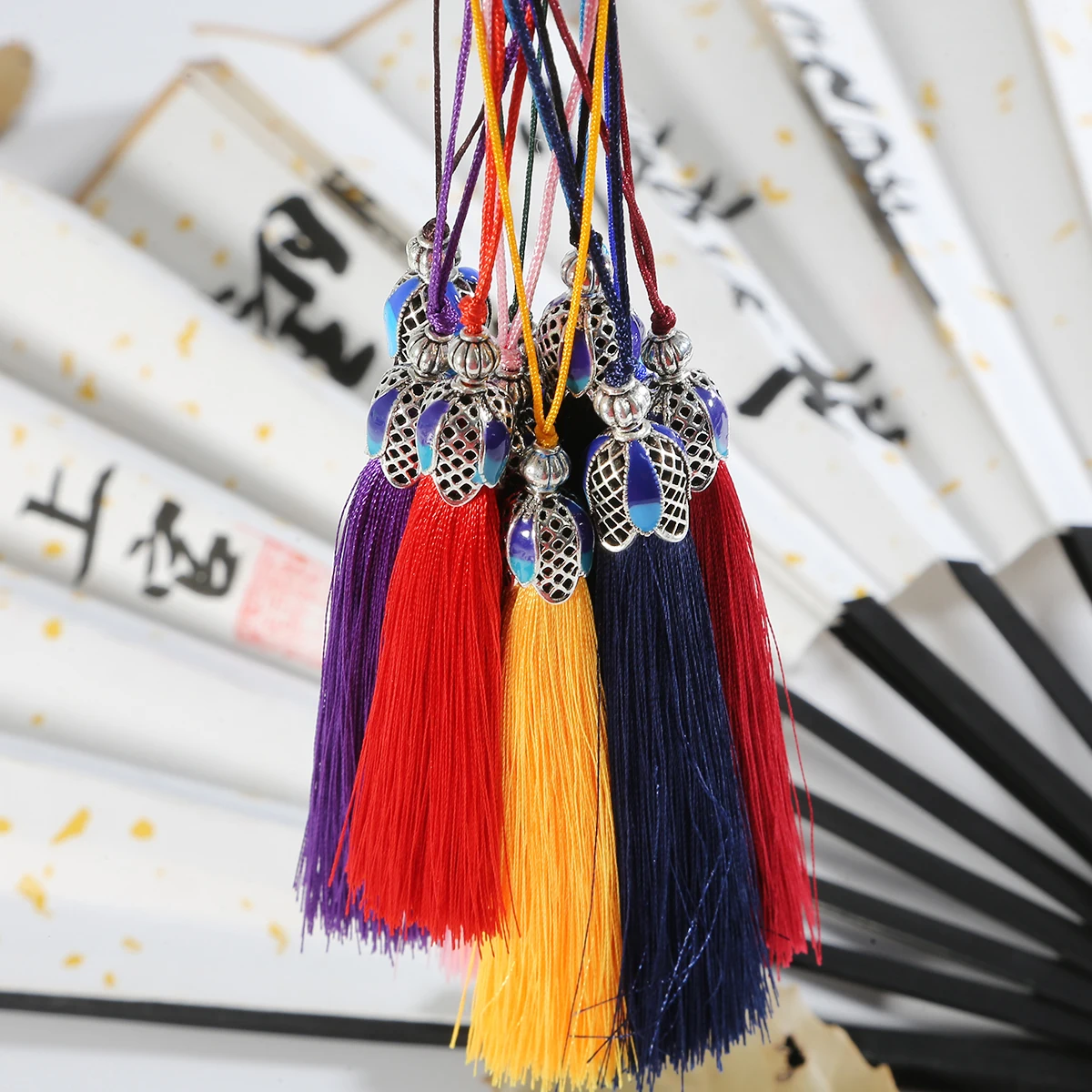 1-2 шт. шелковых кисточек масло капли сплава бахрома кисти затягивающей веревочки