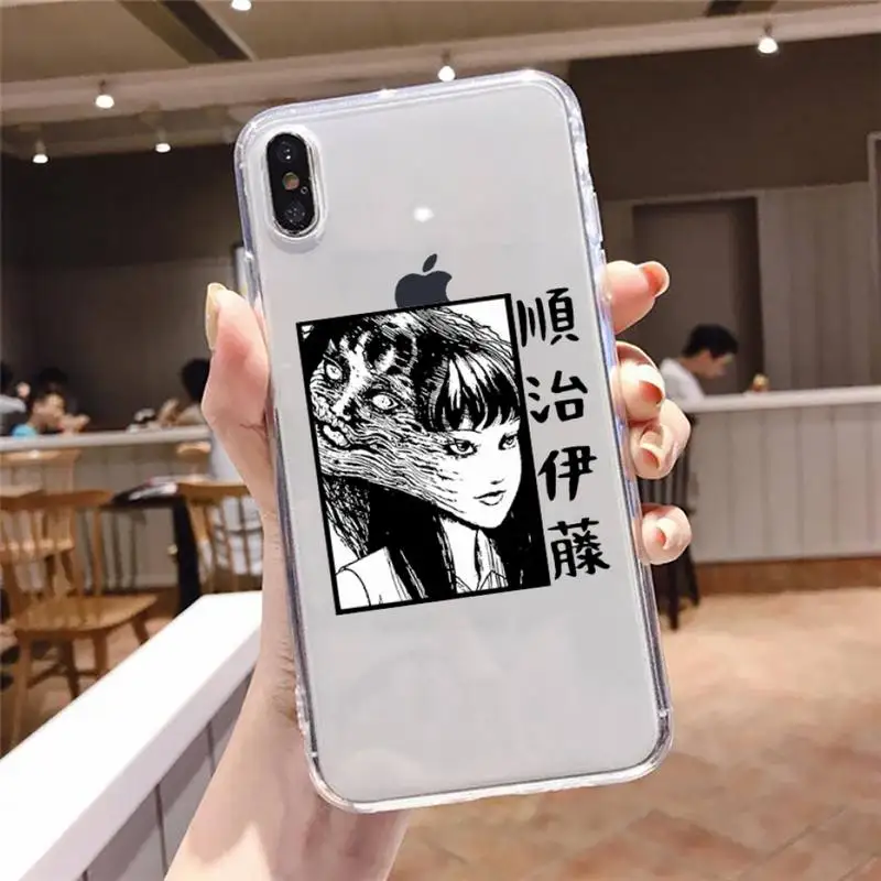 

Junji Ito Tees Horror Anime Phone Case Transparent soft For iphone 5 5s 5c se 6 6s 7 8 11 12 plus mini x xs xr pro max