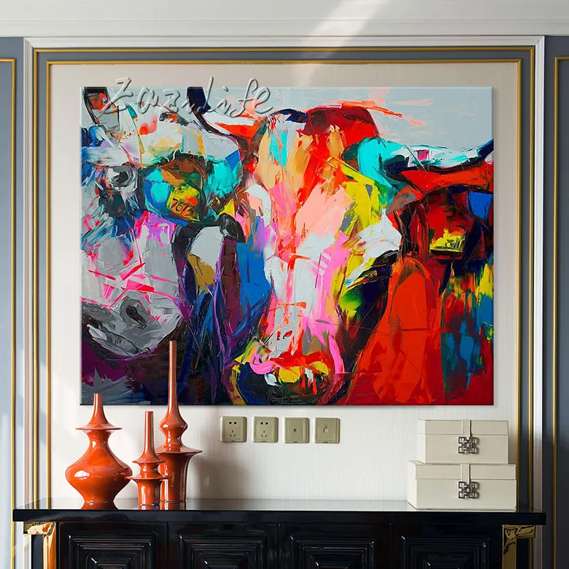 

No Framed Hand Painted Oil Painting On Canvas Wall Pictures Paintings For Living Room Wall Art Pop Art Bull Modern Abstract for