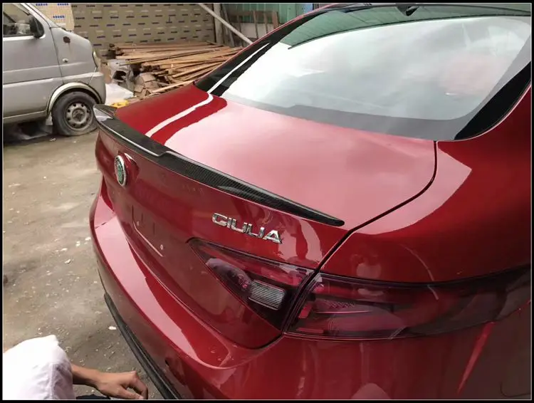 Для Alfa Romeo Giulia спойлер из углеродного волокна задний багажник черный отделка