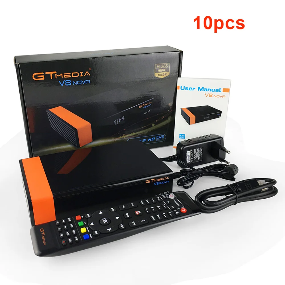 10PCS 5 шт./лот GTmedia v8 nova спутниковый ресивер такой же, как и бесплатный спутниковый ресивер sat V9 Super DVB S2 встроенный WiFi Поддержка H.265 AVS - Цвет: 10PCS