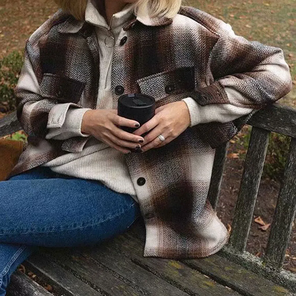 Винтажное Женское шерстяное пальто с длинным рукавом модное женское плотное