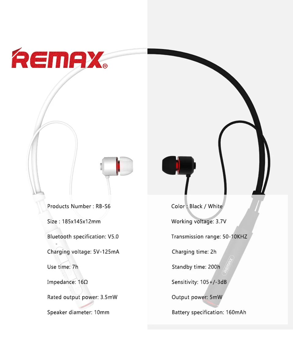 Беспроводные наушники REMAX RB-S6 с Bluetooth 5 0 профессиональная Настройка Многоточечное