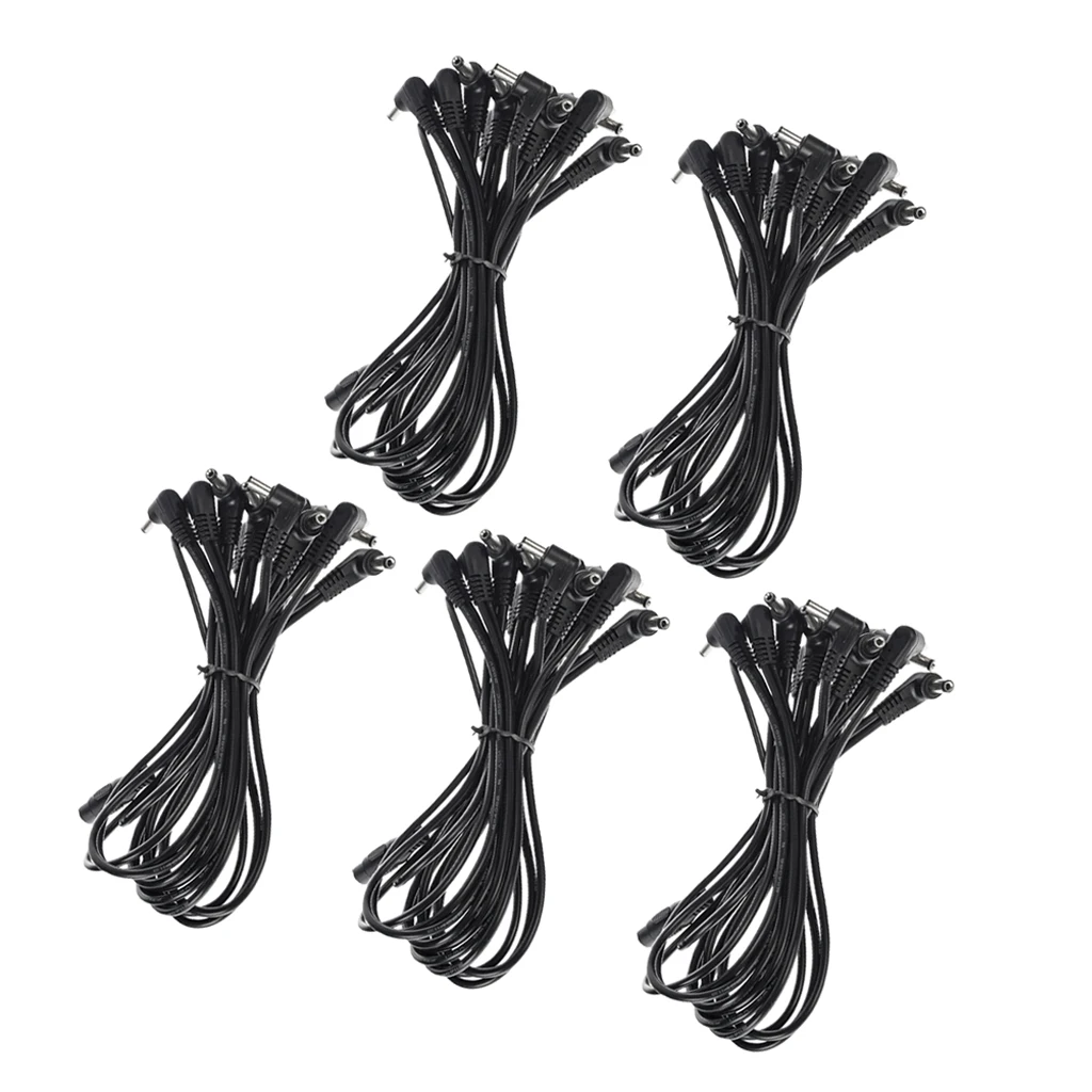 

Pack of 5 Black 1 to 11 Right Angle Daisy Chain Effects Power Supply Cable Wire