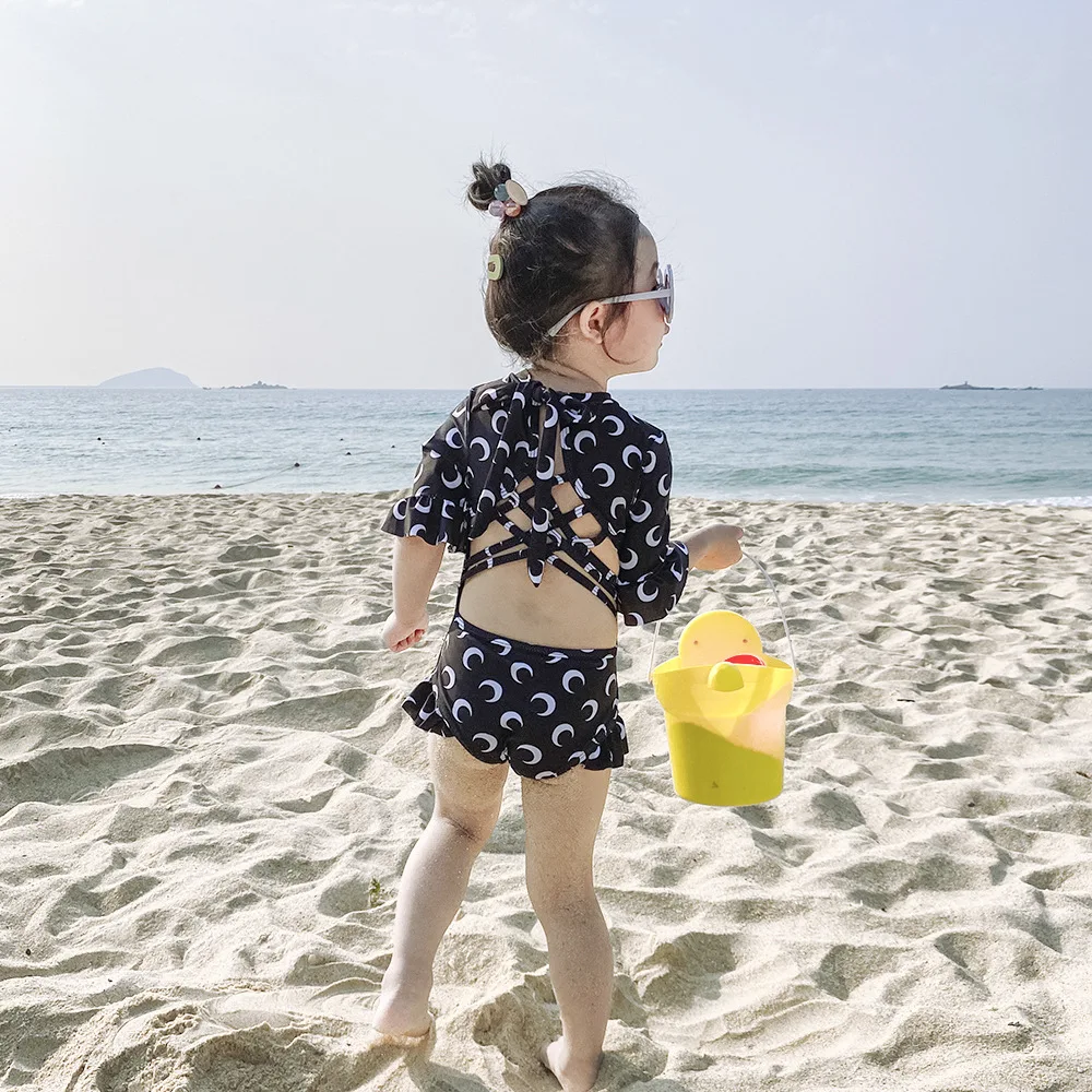 Летние праздничные пляжные слитные боди для маленьких девочек купальник с