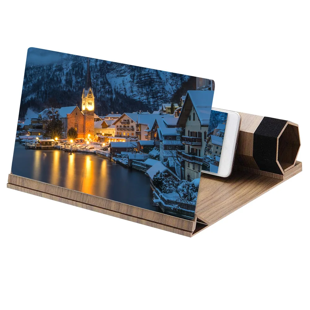 

12Inch HD Screen Magnifier Wood Grain Foldable Phone Screen Amplifiers for Watching Movie Videos увеличитель для телефон