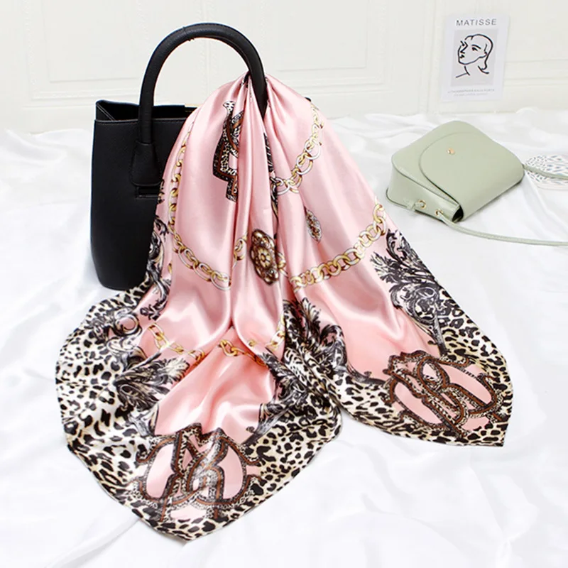 

2020 New Silk Scarf Women's Scarf Imitation Silk Printing Satin Square Scarf Spring and Summer All-match Shawl Scarf