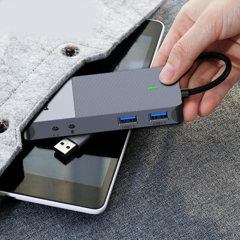 

Док-станция 11 в 1 2xhdmi-совместимая + VGA USB C док-станция для ноутбука с двойным монитором USB3.0 Type C концентратор