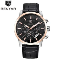 hot wholesale china chronograph date mens watches for suit waterproof quartz wristwatch clock benyar 5104m