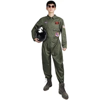 man flight suit top gun cosplay costume pilot uniform adult amy green zipper jumpsuit carnival overalls