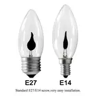 Светодиодная лампа E14 E27 Edison led лампачки со пламени светодиодные лампы в форме свечи светильник огонь светильник ing Винтаж 3 Вт AC220V 240V Хвост Ретро Декор энергосберегающая лампа