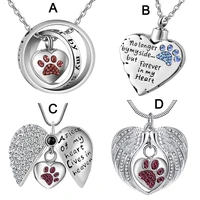 high quality dogcat paw print cremation jewelry ashes holder pet memorial urn necklace pendant for memory