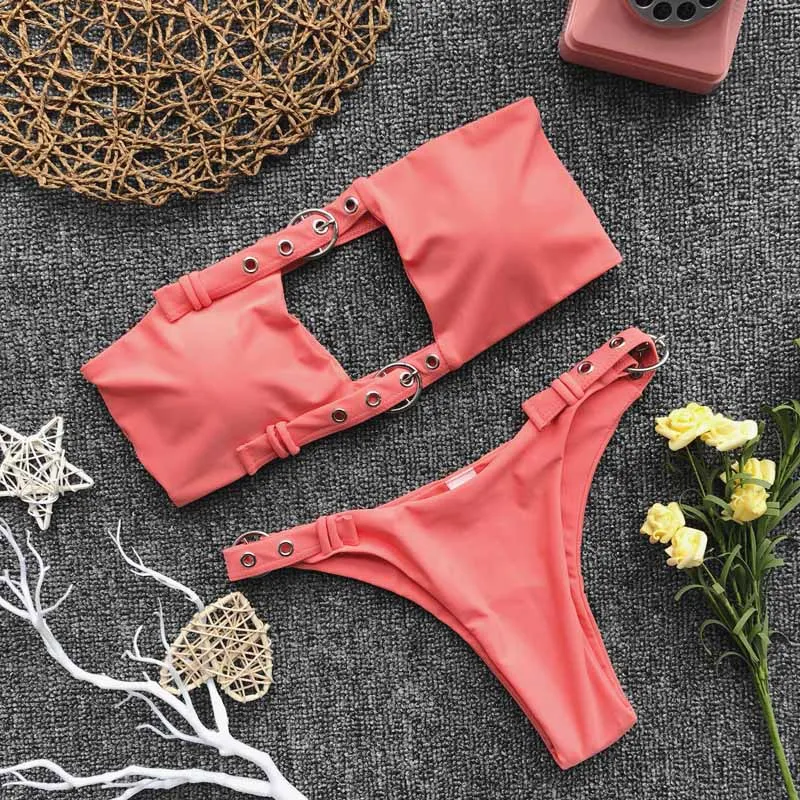 Сексуальный леопардовый купальник женский комплект бикини с открытыми плечами