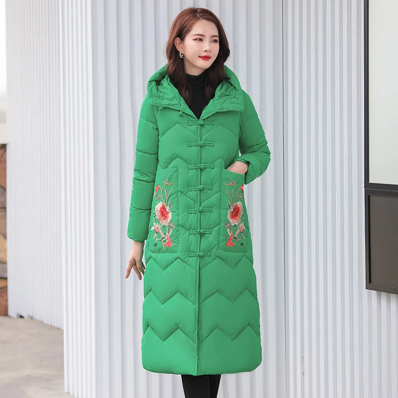 High Quality Winter Jacket Women Parkas Warm Thicken Chinese Style Retro Ladies Outwear Coat Female Hooded Long Parka Overcoat