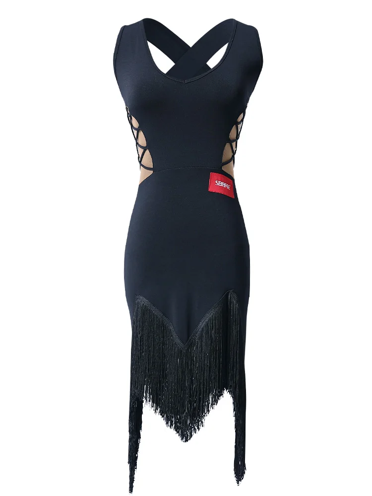 

2020 Sexy Latin Dance Dress Female Adult Dress New V-neck Tassel Performance Dance Costume Rumba Samba Competition Dance Wear