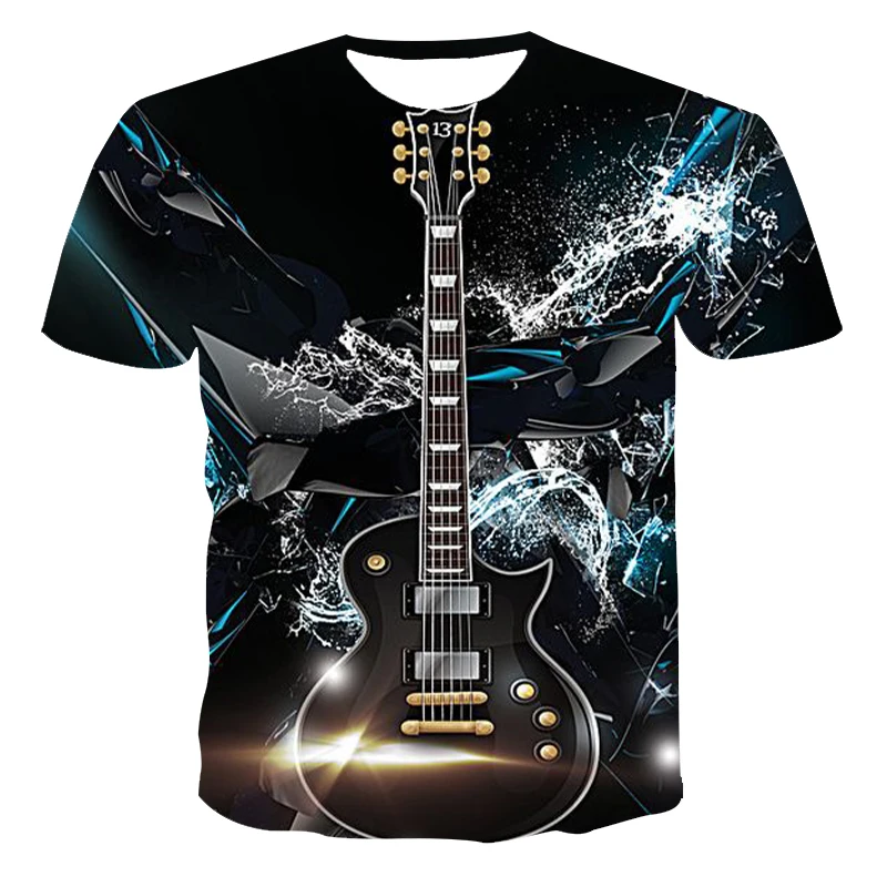 

2021 Latest Men's Summer Casual Music 3d Printing Flame Skull Street Short-sleeved T-shirt