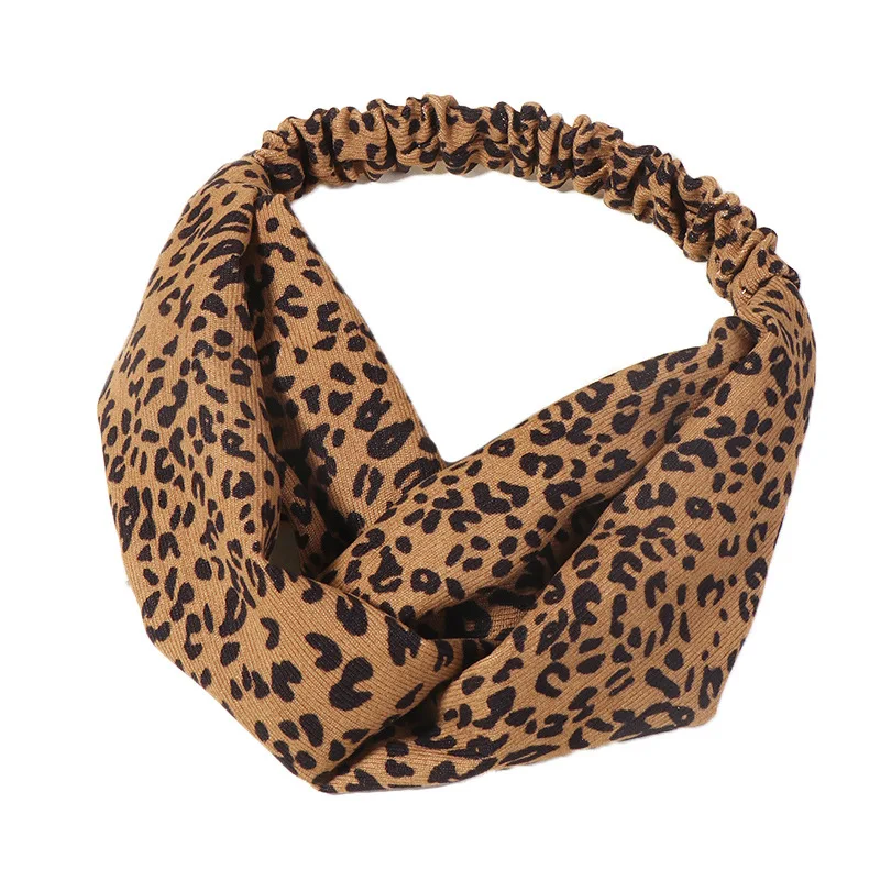 

New arrival fashion Women cross Headbands girl's lepard printed hairband lady's wild hair accessories Headwrap bandage