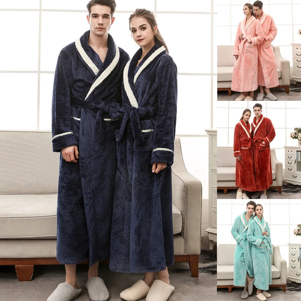 Пижамы для женщин Халат теплый халат пар зимние толстовки с капюшоном удлиненный