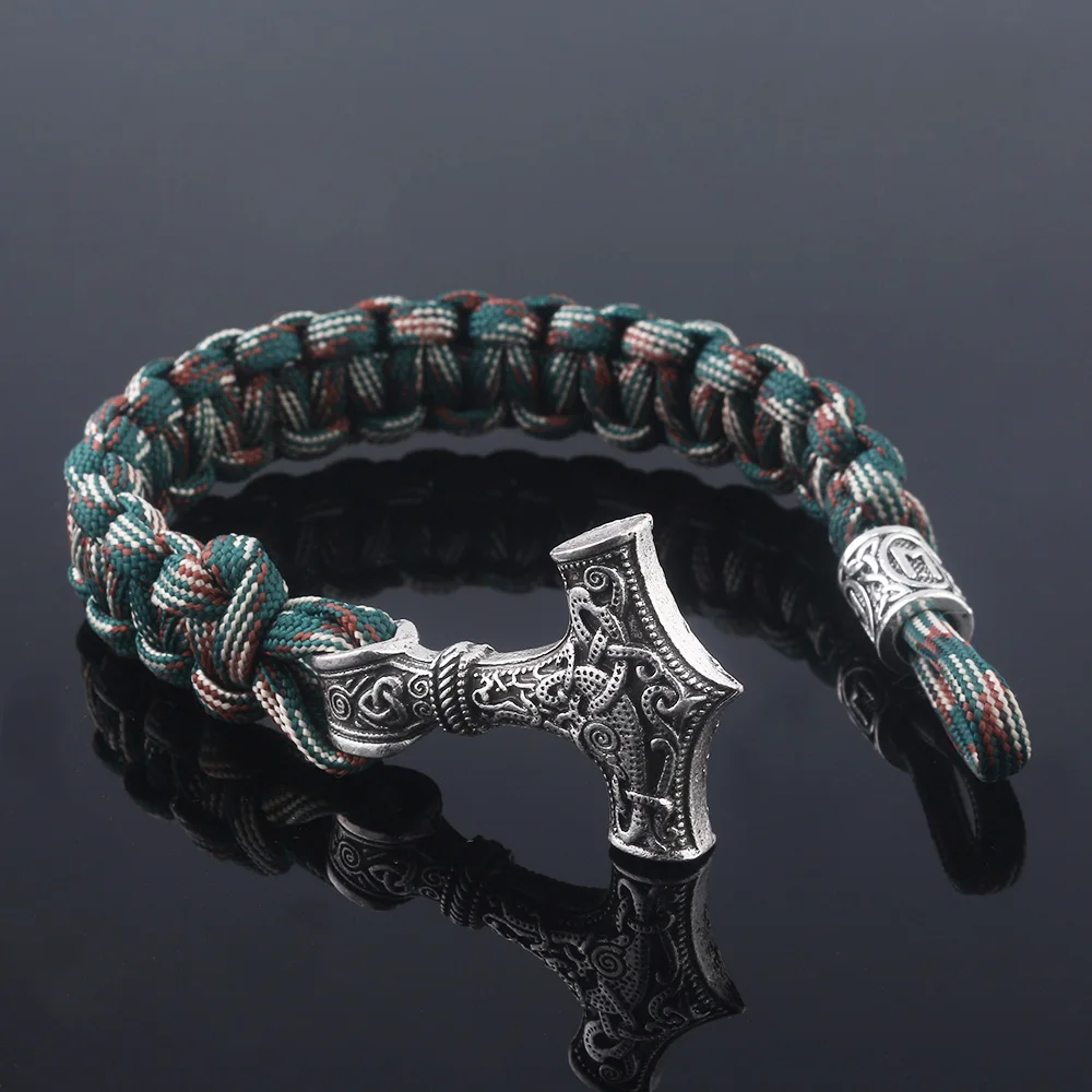 Норвежский викинг браслет с рунами Asatru языческий скандинавский Тор молот
