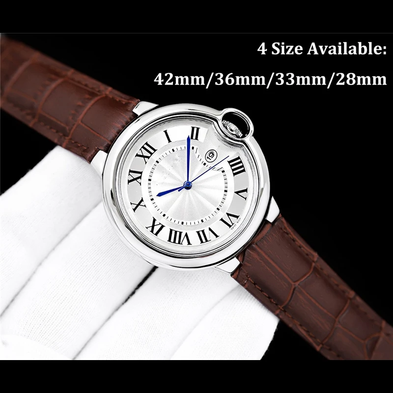 

Luxury Brand Couple Quartz Watches 316L Stainness Steel Case Genuine Leather Strap Quartz Watch For Men Women
