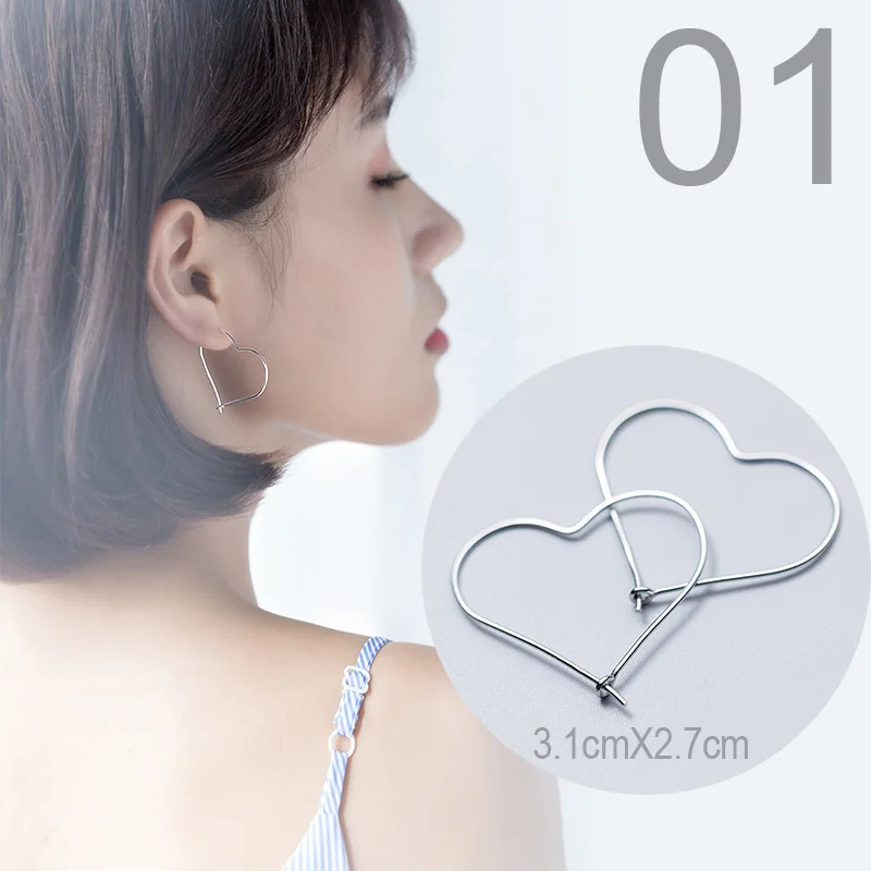 1Pair Heart Hoop Trusta,,, 925, твердые, Стерлинговое Серебро, звезда, маленькие серьги-гвоздики для девочек, подарок для подростков, женские модные ювелирные изделия DS900 - Окраска металла: 1Pair Heart Hoop