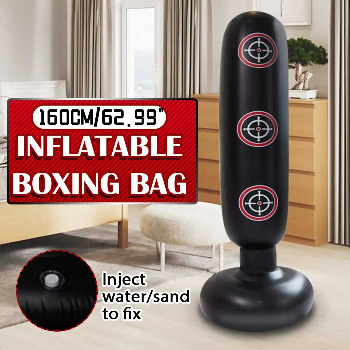 

160cm Inflatable Boxing Bag Punching Fitness Exercise Training Boxing Sack PVC Thicken Boxing Pillar Tumbler Standing Sandbag