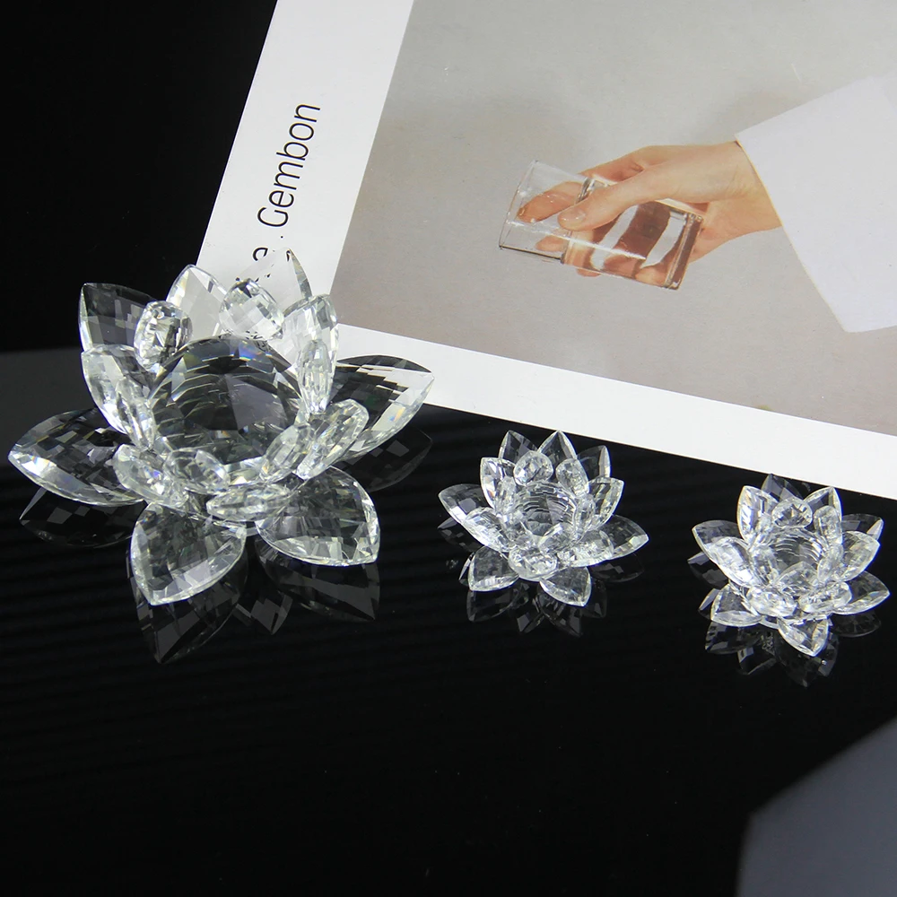 60mm-200mm Crystal Swan Lotus Glass Character Town Paper Ornament Feng Shui Decorative Collection Ornament Decoration
