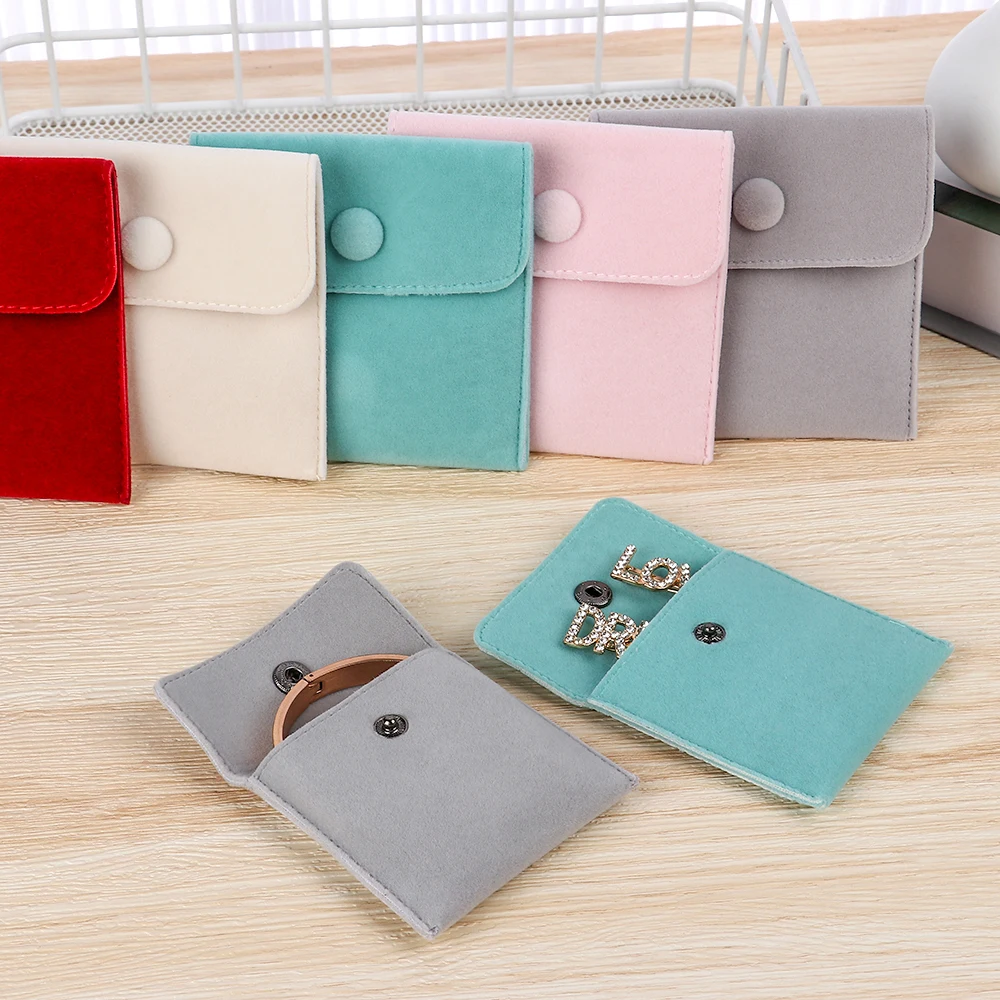 

Snap Velvet Jewelry Packaging Bag Bracelet Necklace Earrings Ring Storage Pouch Gift Dust Protect Portable Wrapping Decoration