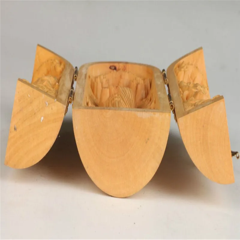 Коллекция уникальный Boxwood три будды статуи буддийская коробка|box figure|box petbox sill |