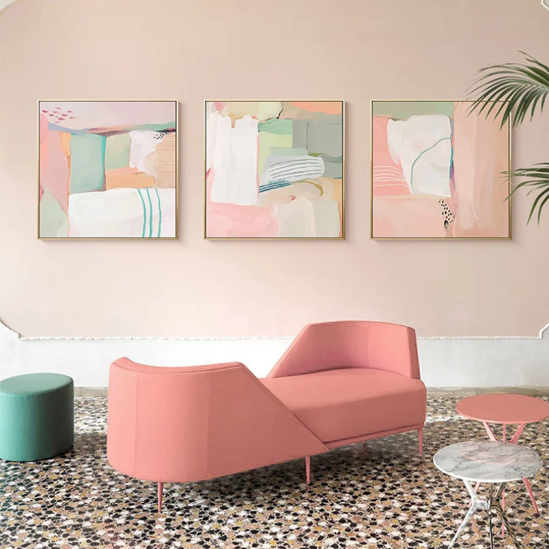 

Modern Minimalist Pink Abstract Painting Background Decorative Painting Nordic Living Room Dining Room Painting Creative Mural