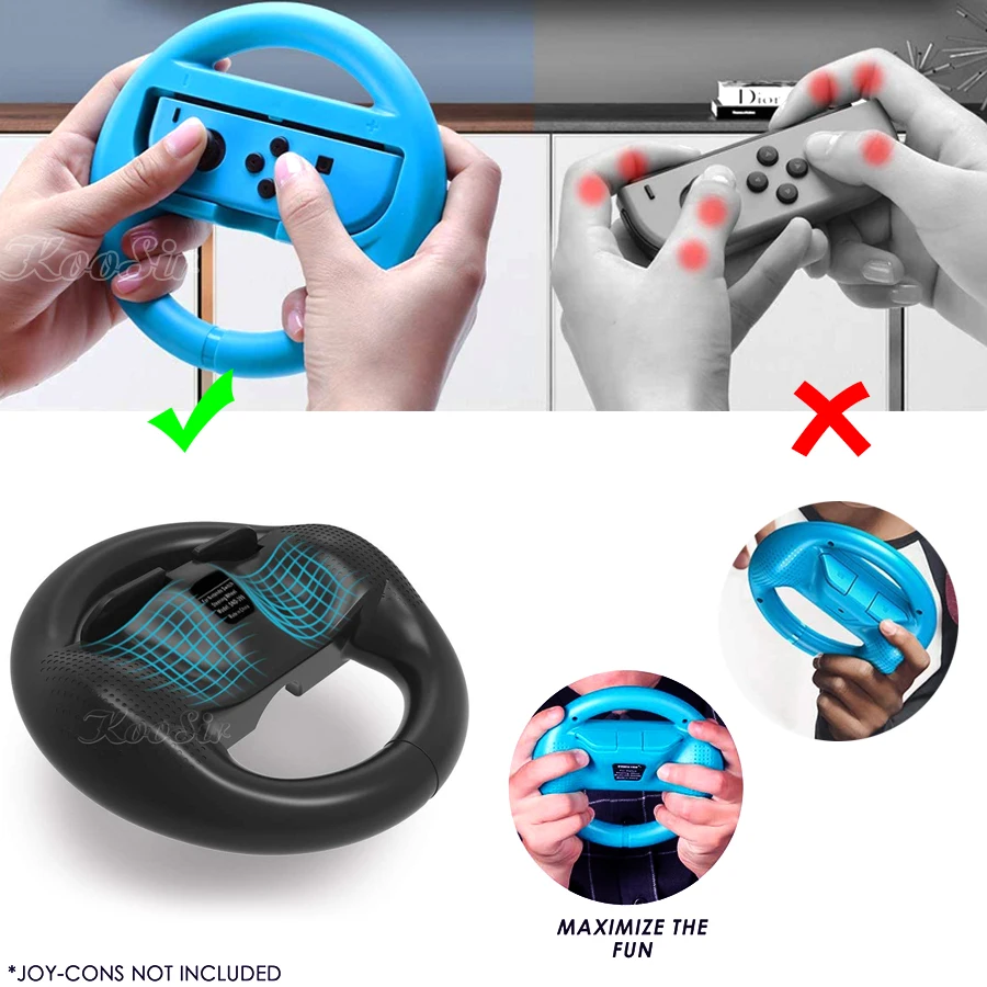 Комплект рулевого колеса для Nintendo Switch Game Big Racing 2 шт. + 4 силиконовых колпачка Joycon