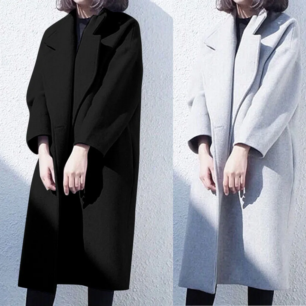 Manteau femme abrigo mujer зимнее тонкое зимнее пальто женское Шерстяное Пальто женское повседневное приталенное пальто средней длины с длинными рукавами casaco