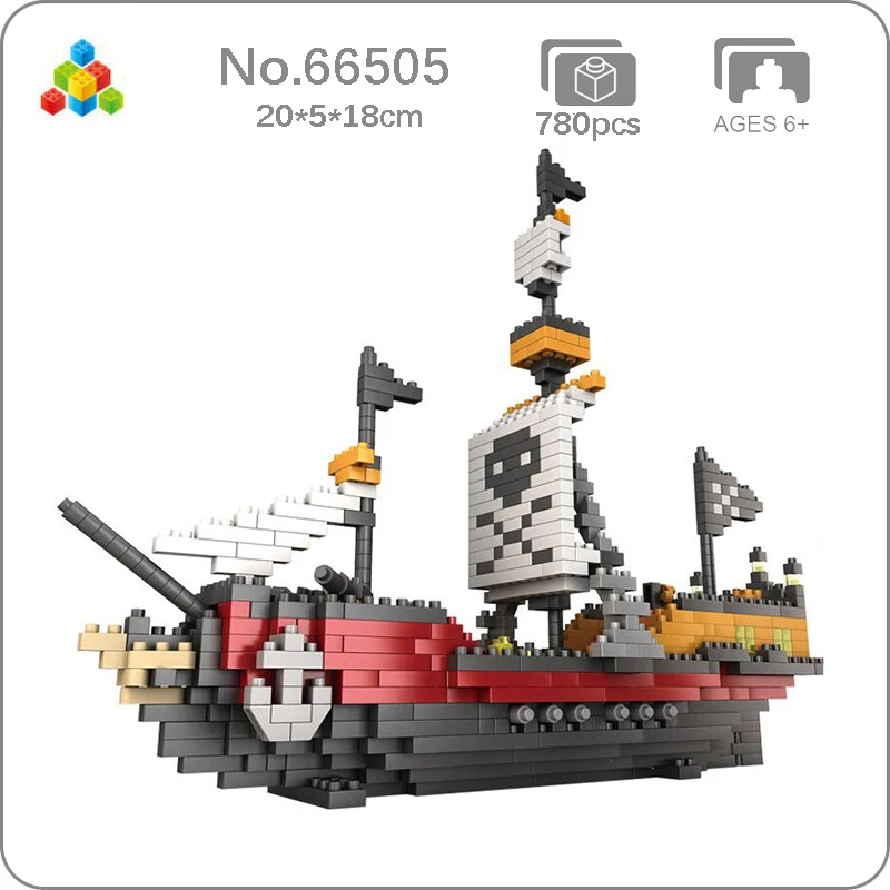 YZ 66505 Карибский пиратский корабль череп флаг лодка 3D модель Сделай Сам мини