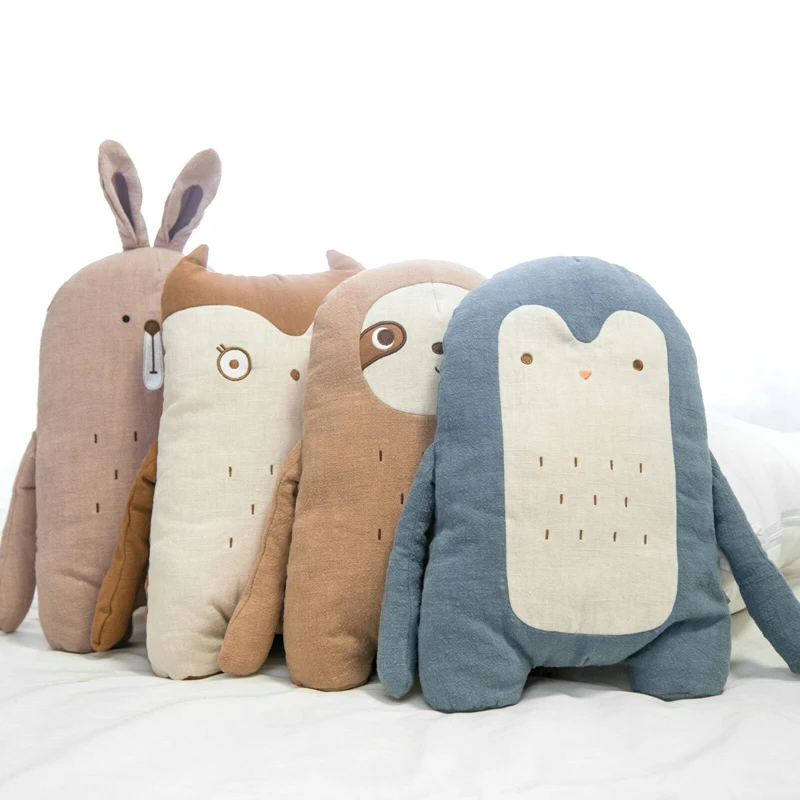 Мягкая игрушка из натуральной ткани Милая Подушка-Пингвин рами кролик Сова