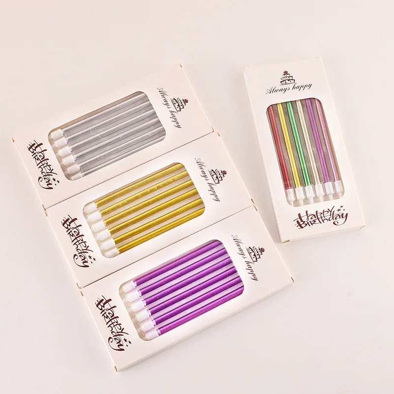Коробка содержит 6 шт. золотых свечей для дня рождения красочные маленькие свечи