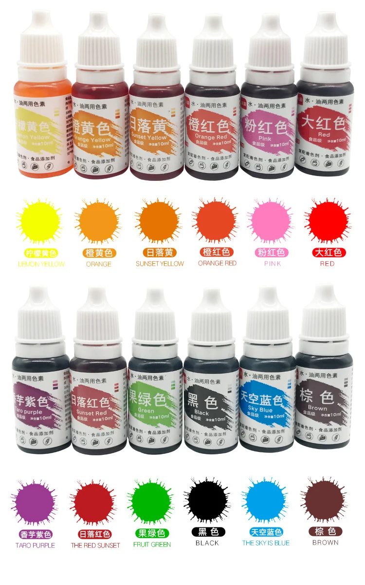 Набор Пищевых красок для торта 12 цветов 10 мл натуральные чернила украшения