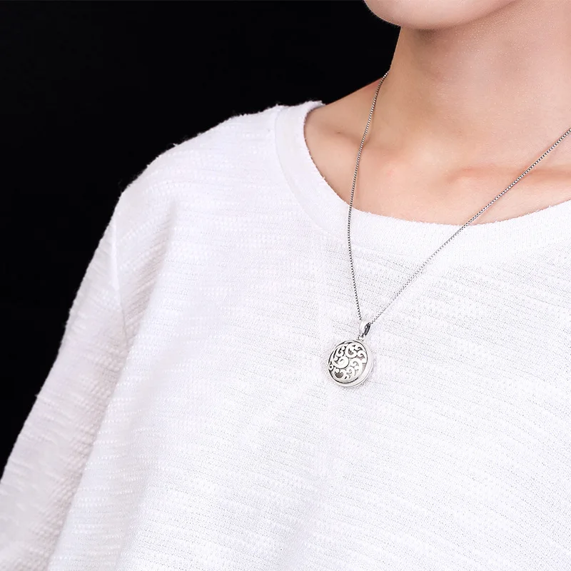 Настоящее 925 пробы Серебряный диффузор ожерелье кулон полый удачный облако фото