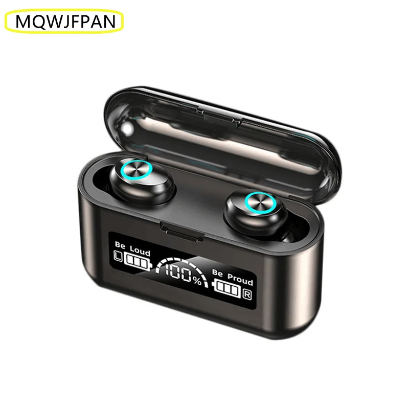 

New TWS F9 V5.0 Bluetooth 5.0 Earphones TWS Fingerprint Touch Headset HiFI Stereo In-ear Earbuds Wireless Headphones for sport