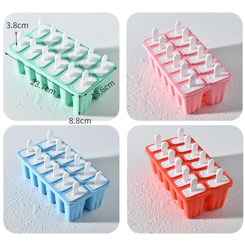 

12 Cavities Popsicles Molds Easy Release Ice Cream Molds Reusable Silicone Popsicles Molds for Adult Kids JS23
