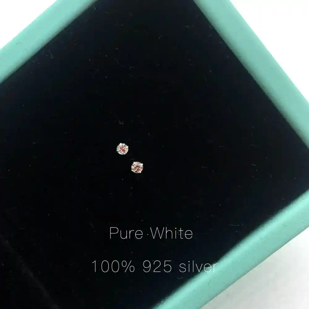 Pure wihte Новое поступление, 925 пробы серебряные натуральные ювелирные изделия ручной работы, милые круглые модные серьги-гвоздики для женщин, подарки - Цвет камня: Pure wihte