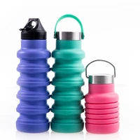 fitness portable sports water bottle outdoor silicone folding water cup 550ml silicone foldable sports bottle hydro flask