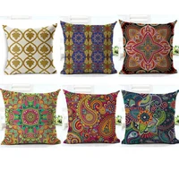geometric pillow cotton linen style vintage cover case cushion colorful bohemia