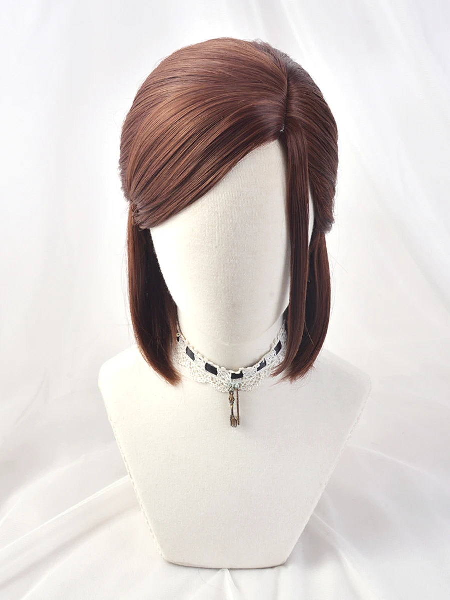 The Last of Us Ellie Cosplay Wig Game Brown Short Side Parting  Anime Hair  HalloweenHeat Resistant Synthetic Hair Free Wig Cap