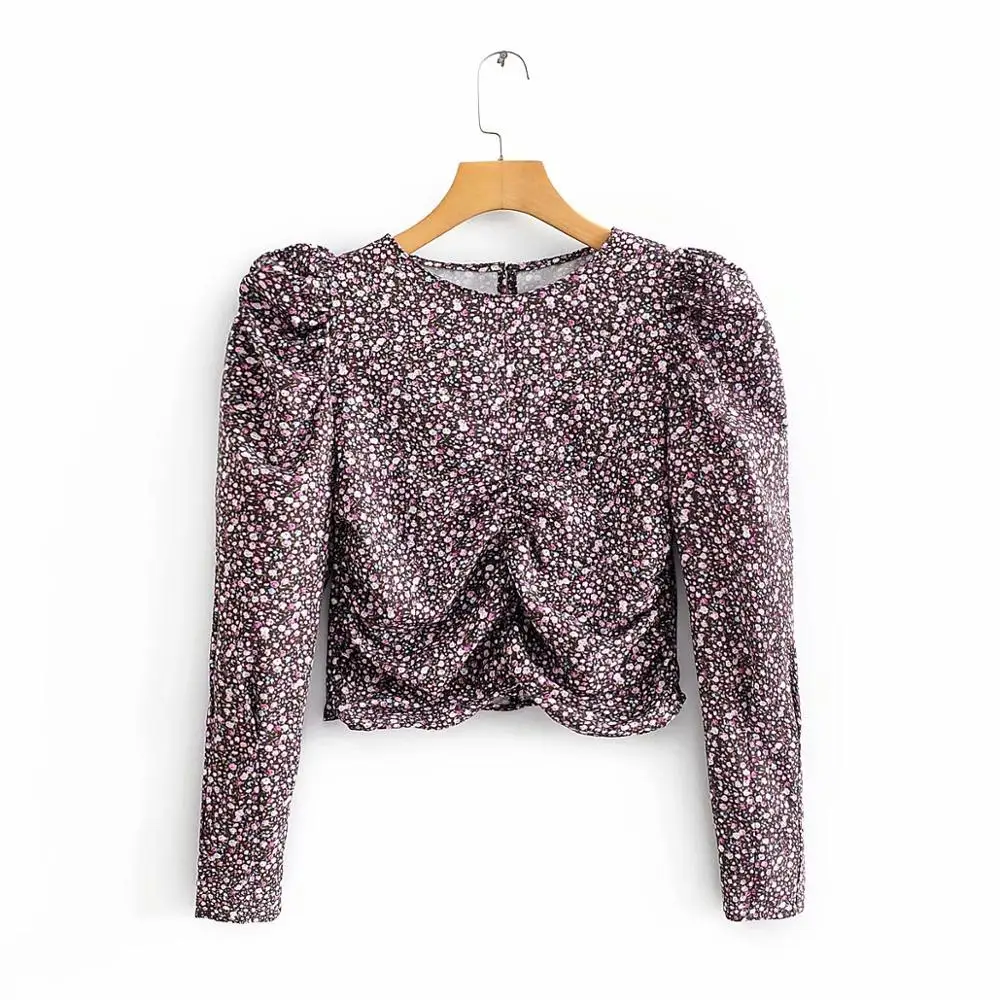 Новинка 2020 Женская винтажная плиссированная блузка с пышными рукавами и