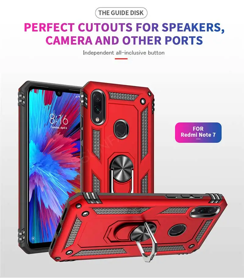 Роскошный Магнитный противоударный чехол с кольцом-держателем для Xiaomi Redmi Note 8 7 K20 Pro, чехол-бампер для Redmi 7 7A K20, силиконовый чехол