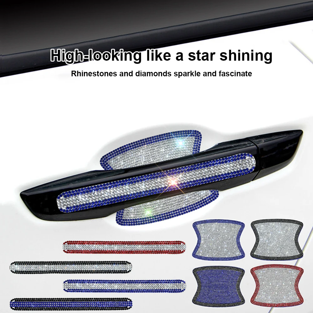 

8Pcs Car Door Handle Bowl Scratch Protection Stickers Rhinestones Scratch-Resistant Stickers Door Cup Handle Protective Film