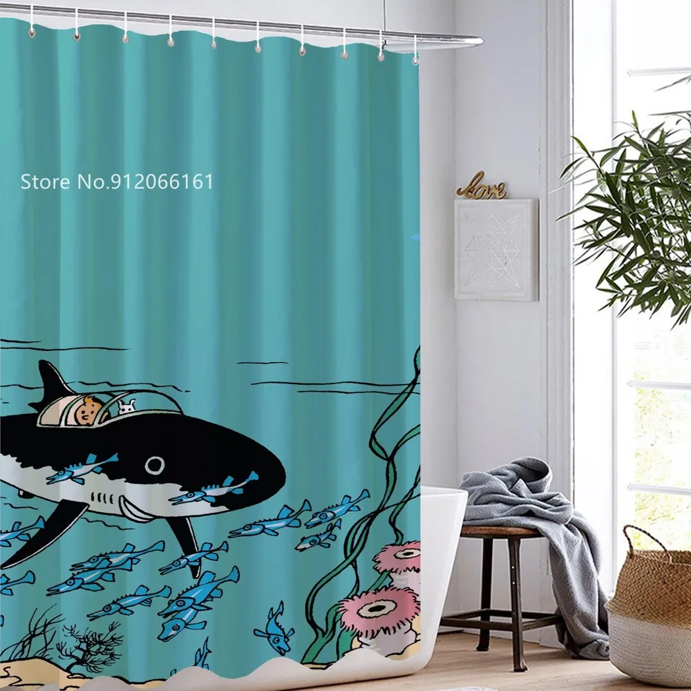 

Забавная занавеска для душа «The Adventure Of TinTin», водонепроницаемая занавеска для ванной комнаты, занавеска для ванной комнаты, занавеска для ва...