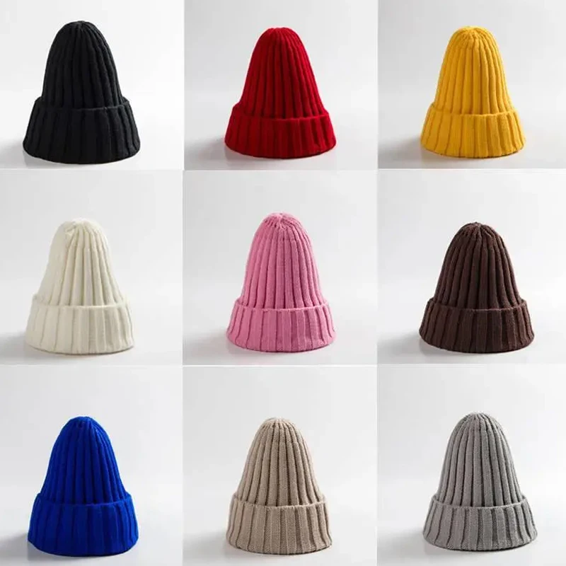 

Hip Hop Winter Beanies Hats for Women Men Warm Pointed Knitting Thicken Caps Casua Solid Color Female Fashion Hats