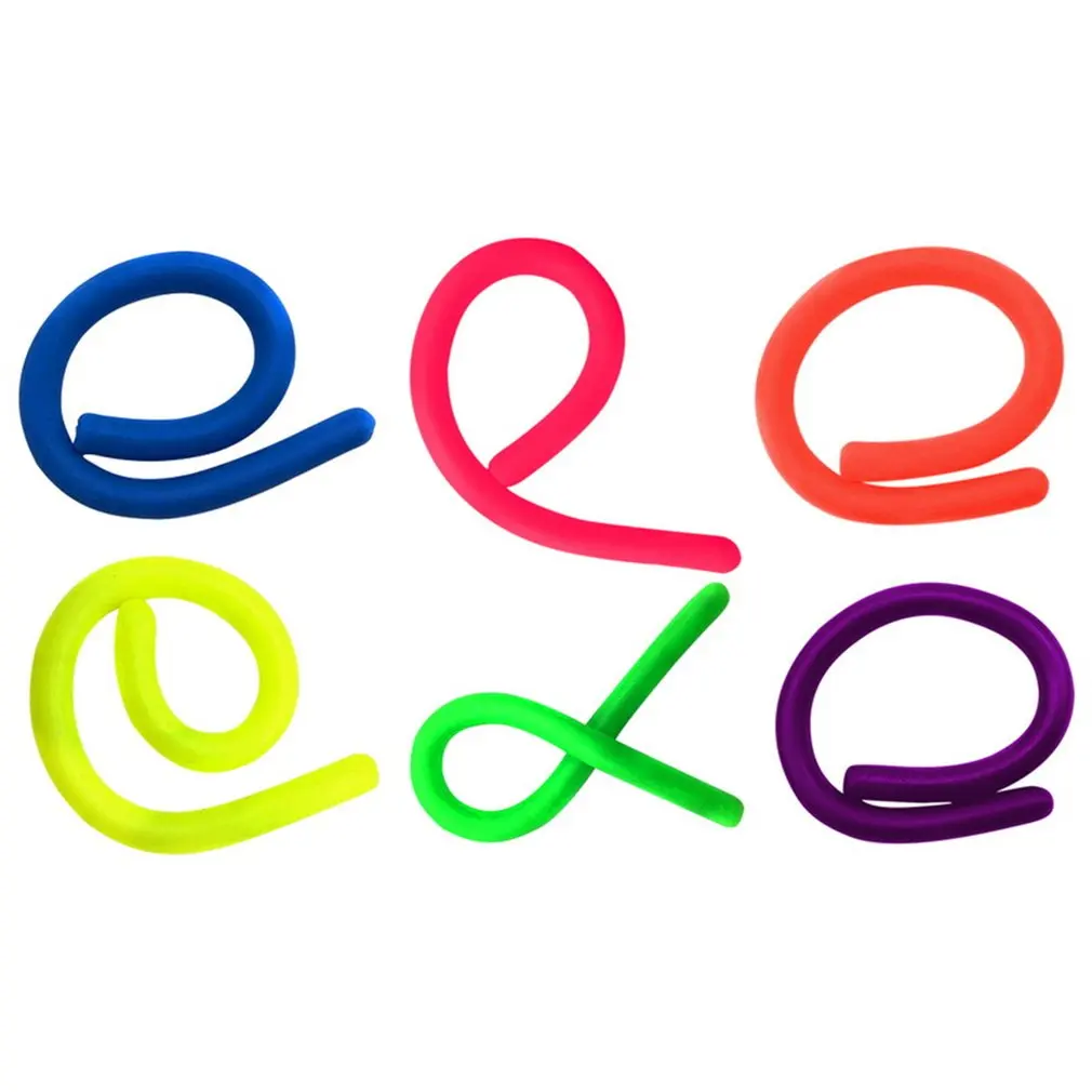 

6pcs/lot Soft Rubber Noodle Elastic Rope Toys Stretch String Decompression Toy Stretchy String Fidget Relief Stress Vent Toys